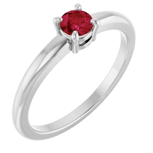 Platinum Round Natural Ruby Solitaire Ring