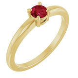 14K Gold Round Natural Ruby Solitaire Ring - Yellow Gold