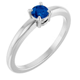 Platinum Round Natural Blue Sapphire Solitaire Ring