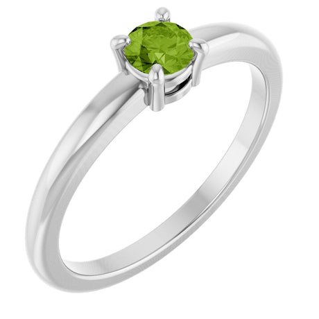 Platinum Round Natural Peridot Solitaire Ring
