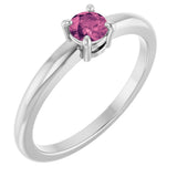 Platinum Round Natural Pink Tourmaline Solitaire Ring