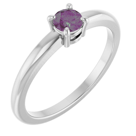 Platinum Round Lab-Grown Alexandrite Solitaire Ring