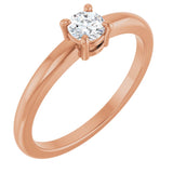 14K Gold Round Natural Diamond Solitaire Ring – 3-4.5mm Stones - Rose Gold