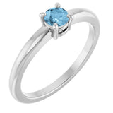 14K Gold Round Natural Sky Blue Topaz Solitaire Ring - White Gold
