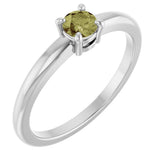 Platinum Round Natural Green Sapphire Solitaire Ring