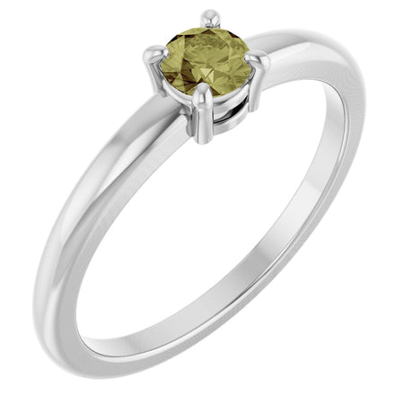 Platinum Round Natural Green Sapphire Solitaire Ring