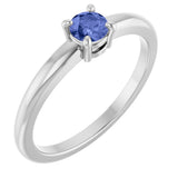 14K Gold Round Natural Tanzanite Solitaire Ring - White Gold