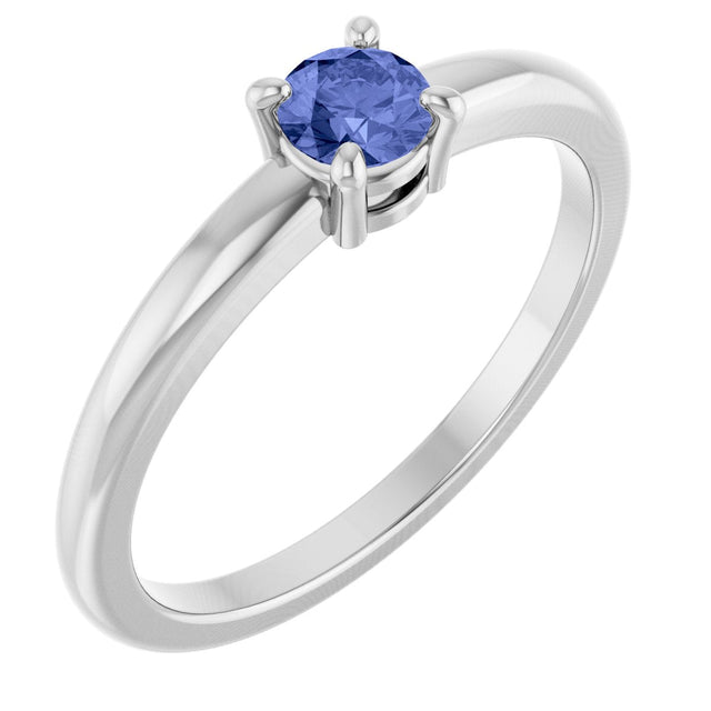 Platinum Round Natural Tanzanite Solitaire Ring