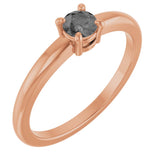 14K Gold Round Natural Gray Spinel Solitaire Ring - Rose Gold