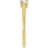 14K Gold Round Natural White Sapphire Solitaire Ring - Yellow Gold - view 4