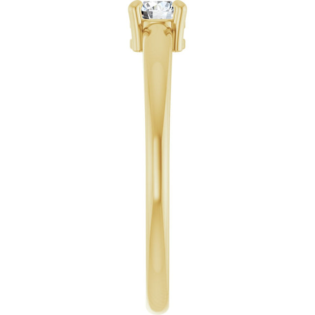 14K Gold Round Natural White Sapphire Solitaire Ring - Yellow Gold - view 4