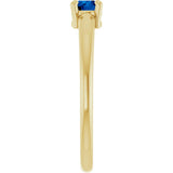 14K Gold Round Natural Blue Sapphire Solitaire Ring - Yellow Gold - view 4