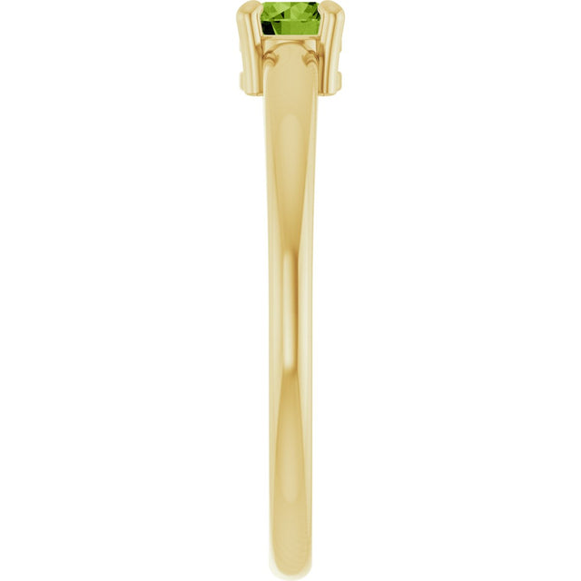 14K Gold Round Natural Peridot Solitaire Ring - Yellow Gold - view 4