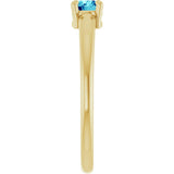14K Gold Round Natural Blue Zircon Solitaire Ring - Yellow Gold - view 4