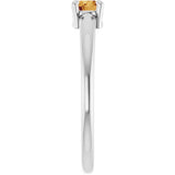 14K Gold Round Natural Citrine Solitaire Ring - White Gold - view 4