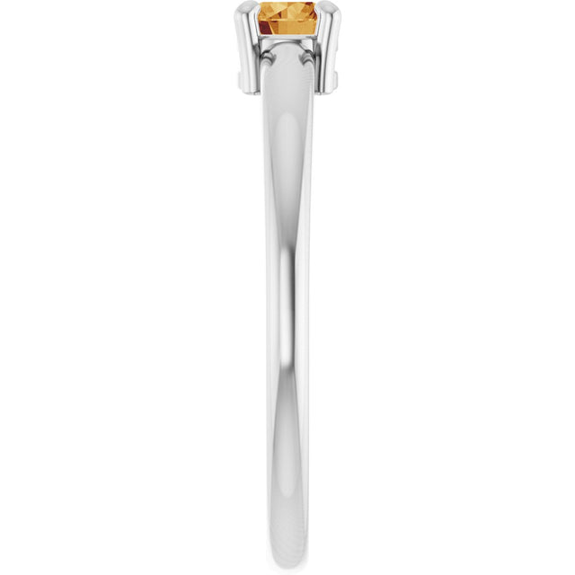 Platinum Round Natural Citrine Solitaire Ring - view 4