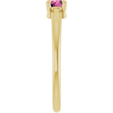 14K Gold Round Natural Pink Tourmaline Solitaire Ring - Yellow Gold - view 4