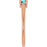 14K Gold Round Natural Aquamarine Solitaire Ring - Rose Gold - view 4