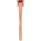 14K Gold Round Natural Ruby Solitaire Ring - Rose Gold - view 4