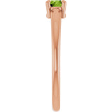 14K Gold Round Natural Peridot Solitaire Ring - Rose Gold - view 4