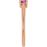 14K Gold Round Natural Pink Tourmaline Solitaire Ring - Rose Gold - view 4