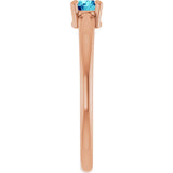 14K Gold Round Natural Blue Zircon Solitaire Ring - Rose Gold - view 4