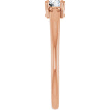 14K Gold Round Natural White Sapphire Solitaire Ring - Rose Gold - view 4