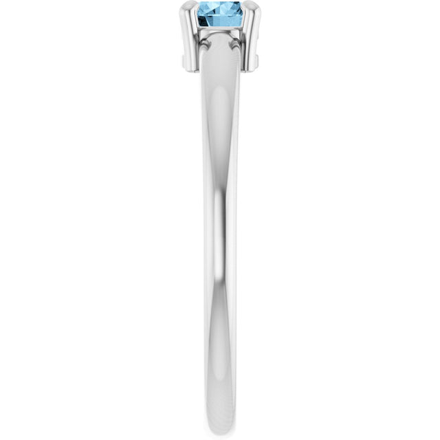 Platinum Round Natural Sky Blue Topaz Solitaire Ring - view 4
