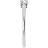 14K Gold Round Natural White Sapphire Solitaire Ring - White Gold - view 4