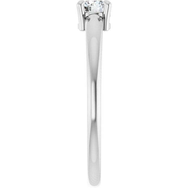 14K Gold Round Natural White Sapphire Solitaire Ring - White Gold - view 4