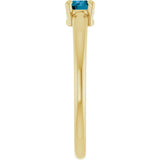14K Gold Round Natural London Blue Topaz Solitaire Ring - Yellow Gold - view 4