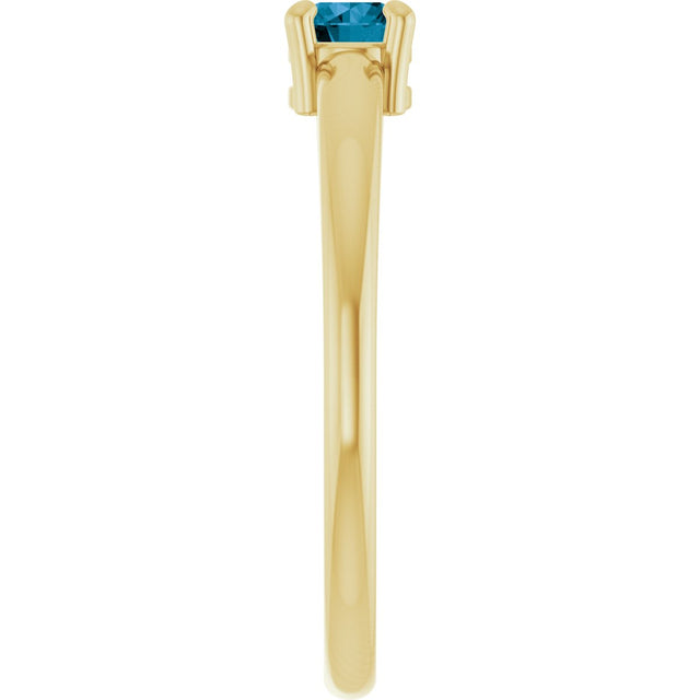 14K Gold Round Natural London Blue Topaz Solitaire Ring - Yellow Gold - view 4