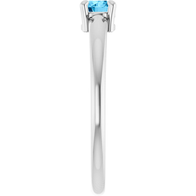 14K Gold Round Natural Swiss Blue Topaz Solitaire Ring - White Gold - view 4