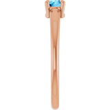 14K Gold Round Natural Swiss Blue Topaz Solitaire Ring - Rose Gold - view 4