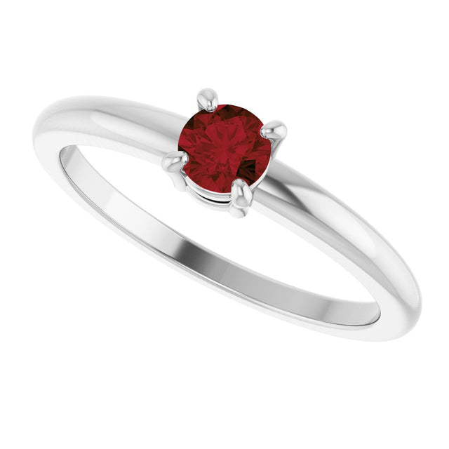 Platinum Round Natural Mozambique Garnet Solitaire Ring - view 5
