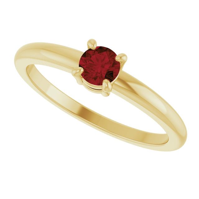 14K Gold Round Natural Mozambique Garnet Solitaire Ring - Yellow Gold - view 5