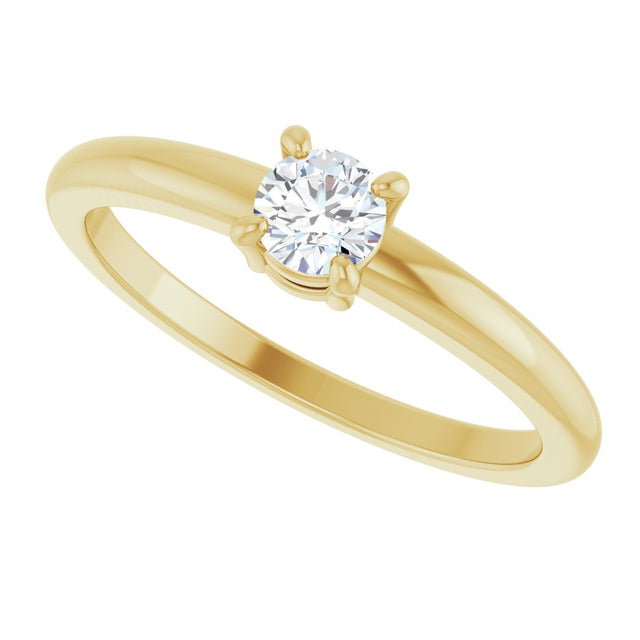 14K Gold Round Natural White Sapphire Solitaire Ring - Yellow Gold - view 5