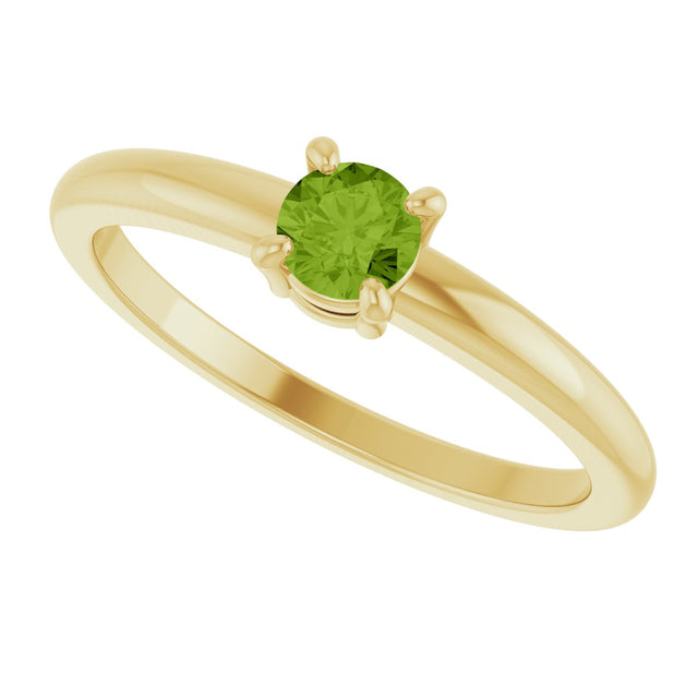 14K Gold Round Natural Peridot Solitaire Ring - Yellow Gold - view 5