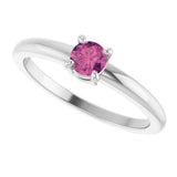 Platinum Round Natural Pink Tourmaline Solitaire Ring - view 5