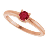 14K Gold Round Natural Ruby Solitaire Ring - Rose Gold - view 5