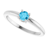 Platinum Round Natural Aquamarine Solitaire Ring - view 5