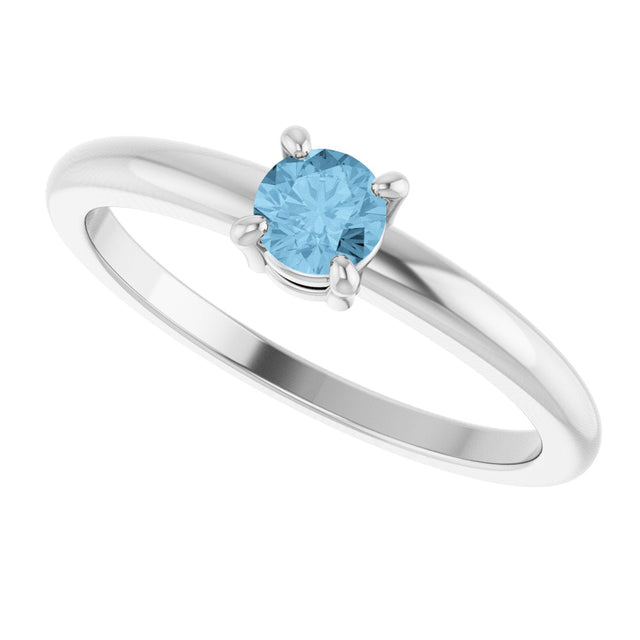 14K Gold Round Natural Sky Blue Topaz Solitaire Ring - White Gold - view 5