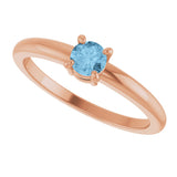 14K Gold Round Natural Sky Blue Topaz Solitaire Ring - Rose Gold - view 5