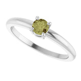 14K Gold Round Natural Green Sapphire Solitaire Ring - White Gold - view 5