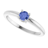 14K Gold Round Natural Tanzanite Solitaire Ring - White Gold - view 5
