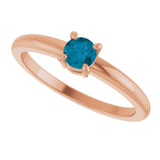 14K Gold Round Natural London Blue Topaz Solitaire Ring - Rose Gold - view 5
