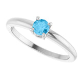 Platinum Round Natural Swiss Blue Topaz Solitaire Ring - view 5