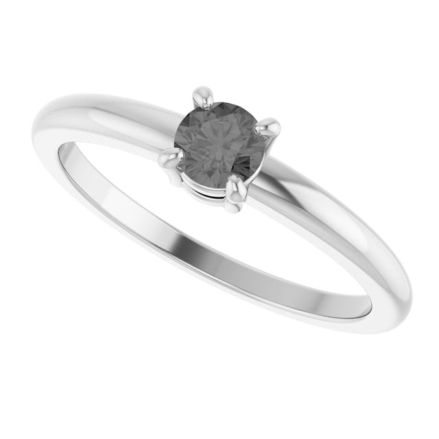 14K Gold Round Natural Gray Spinel Solitaire Ring - White Gold - view 5