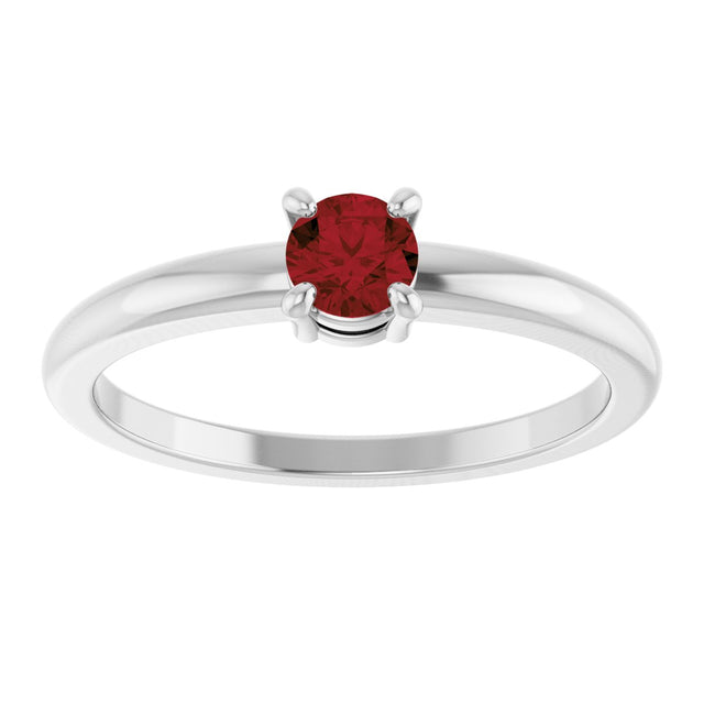 14K Gold Round Natural Mozambique Garnet Solitaire Ring - White Gold - view 3