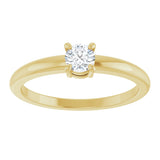 14K Gold Round Natural White Sapphire Solitaire Ring - Yellow Gold - view 3